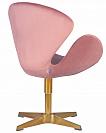 Кресло дизайнерское DOBRIN SWAN, цвет сиденья розовый велюр BLUVEL52, цвет основания золотой