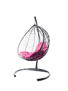 Фото №1 Подвесное кресло XL с ротангом серое, розовая подушка