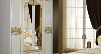 Шкаф 4-х дверный с зеркалами Ольга бежевое золото матовый