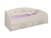 Фото №1 Кровать с защитным бортом Каролина Патина вудлайн кремовый сандал белый