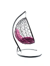 Фото №5 Подвесное кресло XL с ротангом серое, розовая подушка